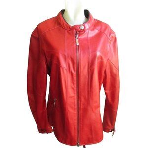 Women's Motorcycle Jacket 14 Large Hein Gericke La Jolla Red Leather Biker Cafe